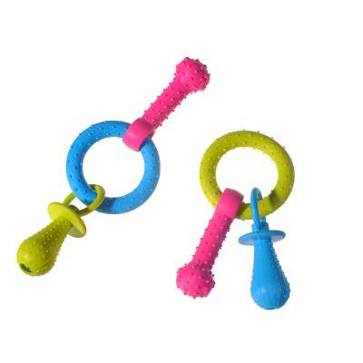 New design TPR Small pacifier combination toy Dog chew bell toy Eco-friendly High-quality