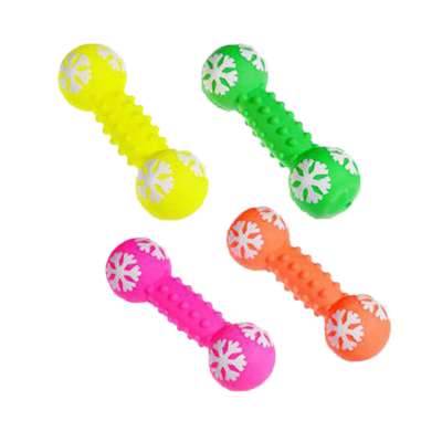 Boutique Natural Rubber Toy Printed Snow Dumbbell Dog Pet Sound Toy For Training Playing