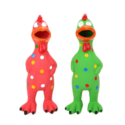 Eco-Friendly Cute Long Strip Chicken Colorful Animal Rubber Pet Dog Squeak Toy