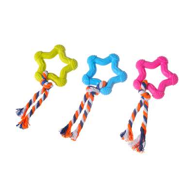 Manufacturer Wholesale Five-Pointed Star Shape Durable Cotton Rope TPR Pet Teeth Cleaning Dog Toys