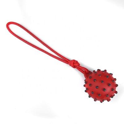 Pet Products Red Cotton Rope Thorn Ball Vinyl Pet Dog Chew Toy With Sound