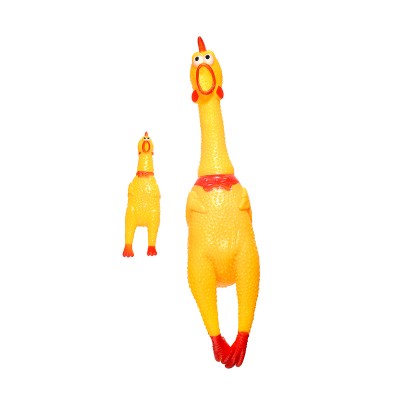 Eco-friendly Small Size 16cm Vinyl Plastic Shrilling Scream Chicken Tough Chew Dog Toys Screaming Chicken